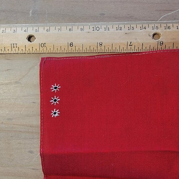 Pocket Square Or Handkerchief Red With Striped Trim And Flowers Cotton‎ 10" NWOT - Picture 3 of 4